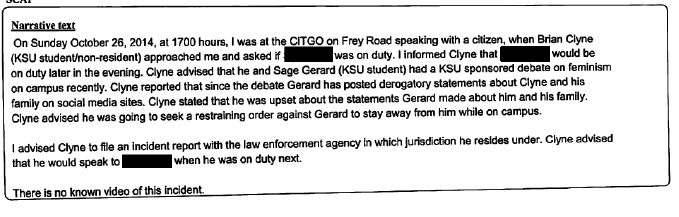 Scan of Brian Clyne police report