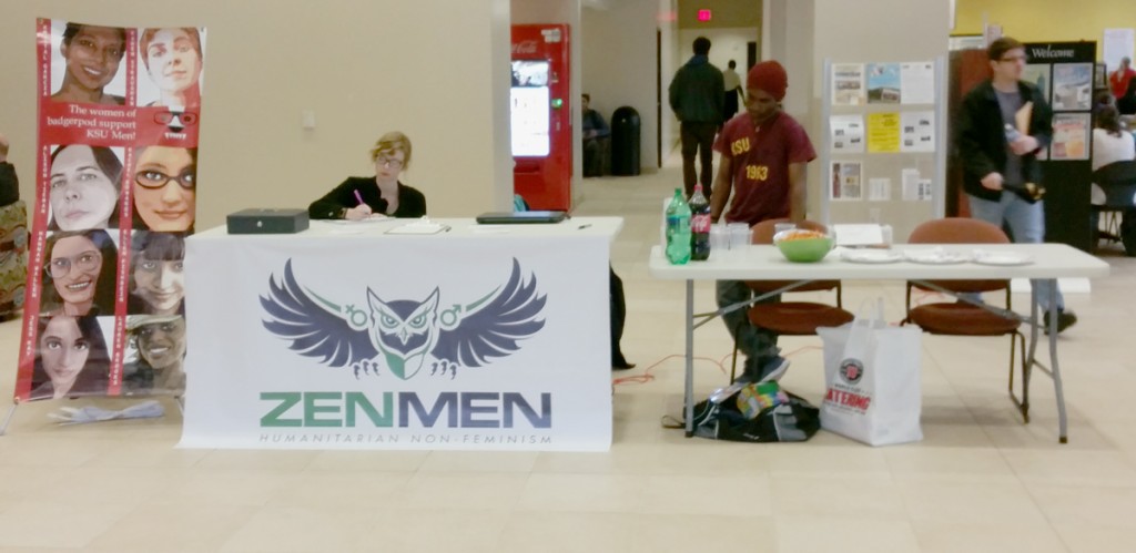 Zen Men marketing director Haley working with Vice President Bobby at a Zen Men display