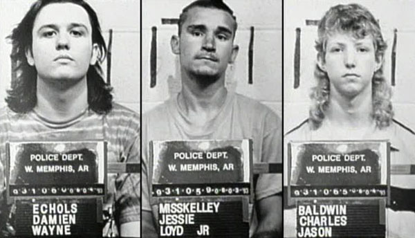The West Memphis Three are young men falsely convicted on a murder charge by religious ideologues (Source: Wikimedia Commons).